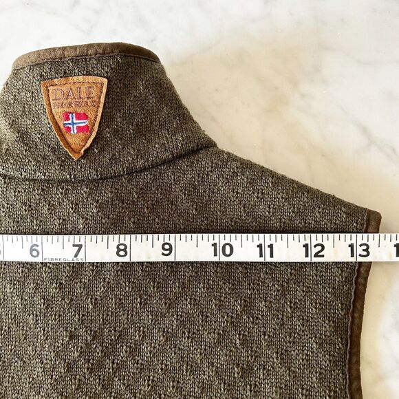 Dale of Norway Vest Olive Green Wool/Brown Quilted Zip Water Repellent-Women's S - Picture 10 of 12